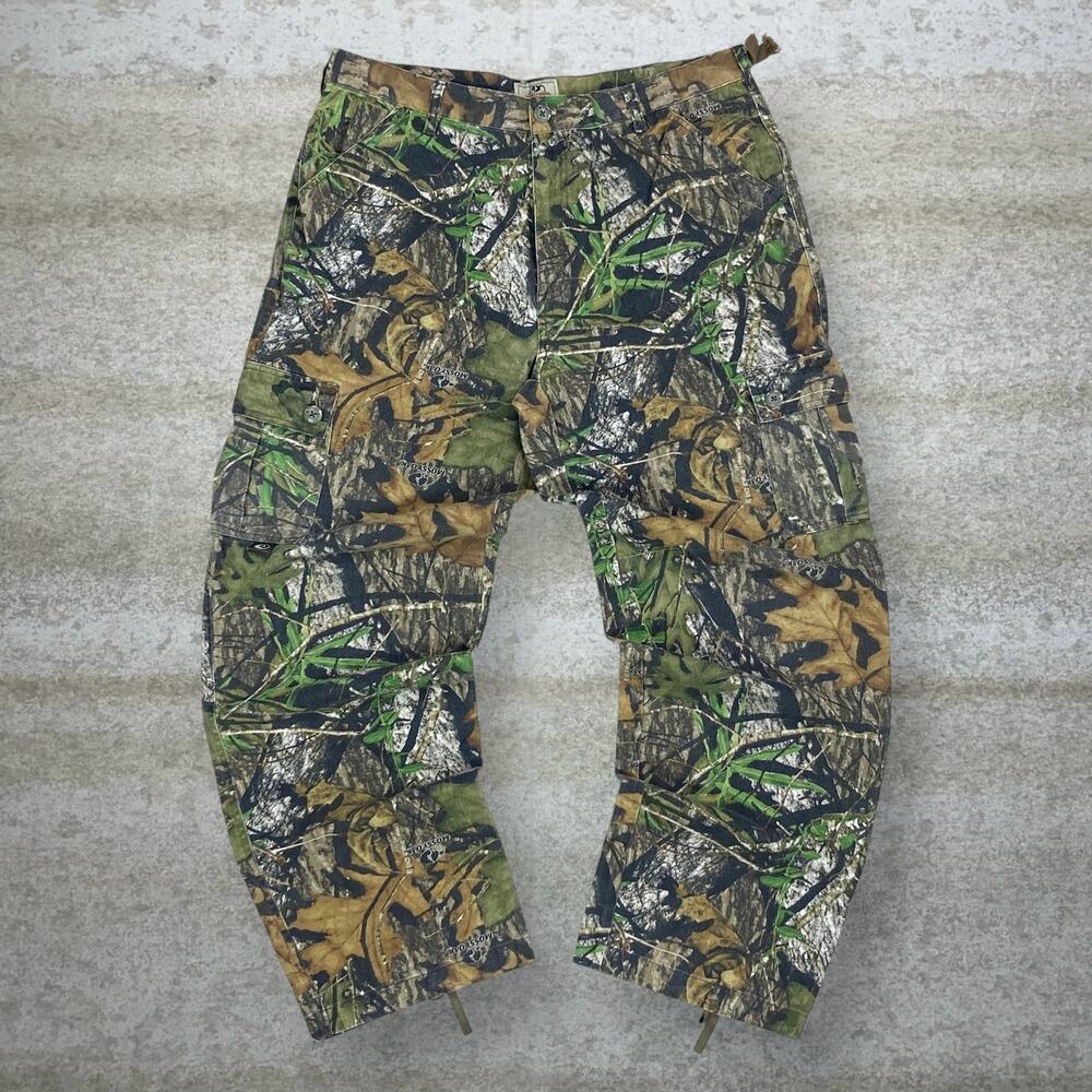 Vintage 90s Mossy Oak Tactical Pants 36x32 Baggy Wide Leg Hunting Camo Cargos - Picture 2 of 6